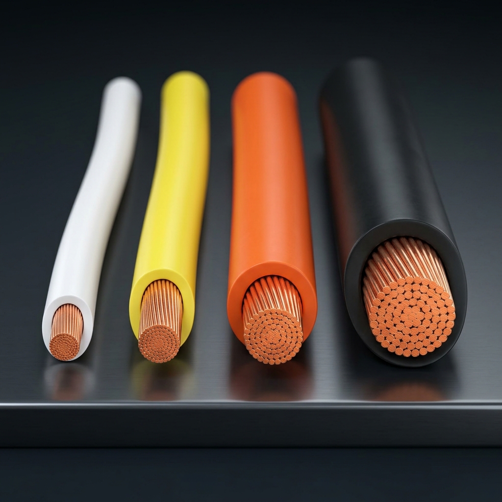 Visual representation of different electrical wire gauges