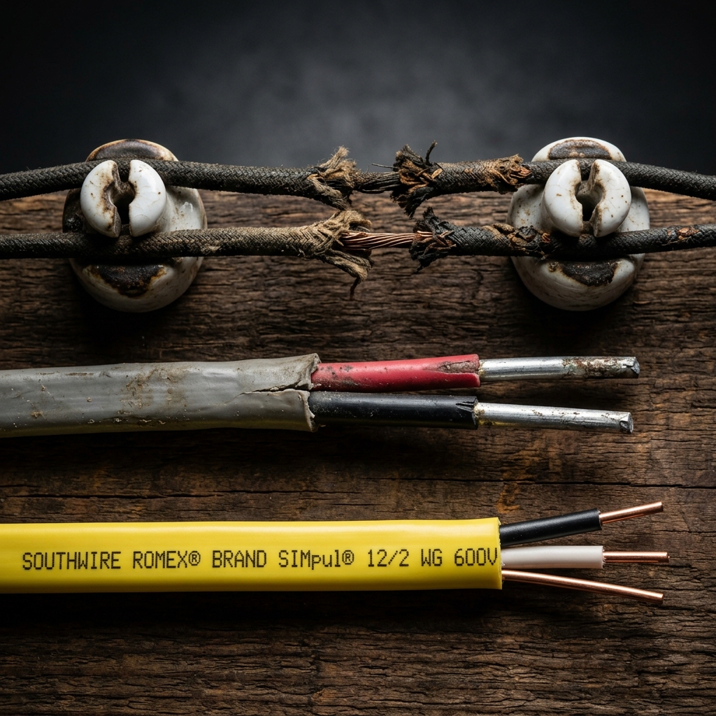 Comparison of Knob and Tube, Aluminum, and Romex Wiring