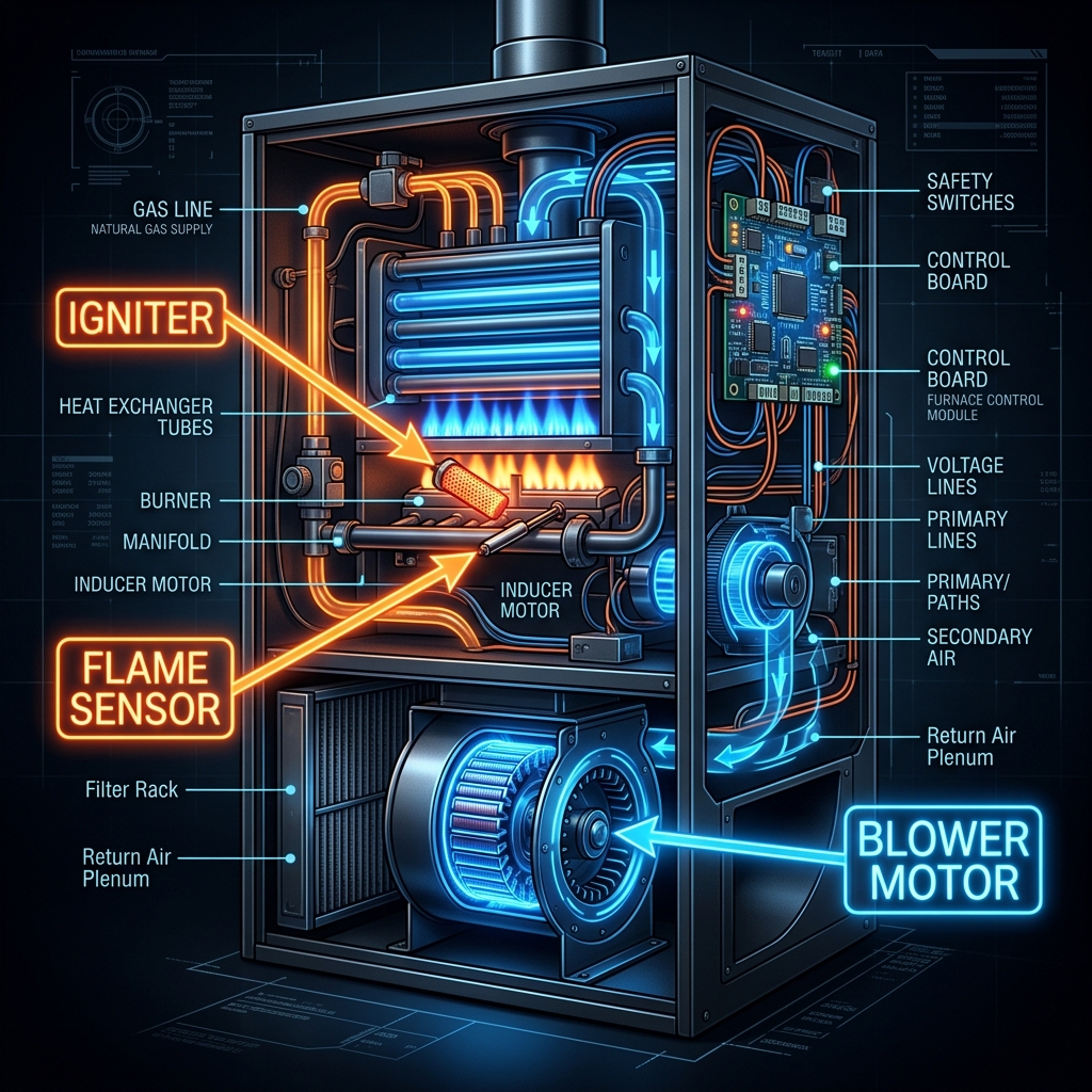 Gas Furnace Interior Anatomy - Common Repairs