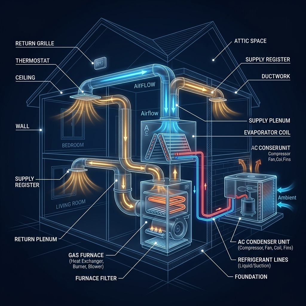 HVAC System Cross-Section Diagram